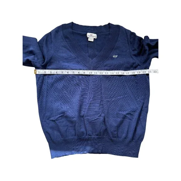 Vineyard Vines V-Neck Sweater Pullover Long Sleeve Cotton Blue Womens Size XL - Picture 5 of 7